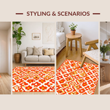 Ultra Soft Area Rug, Non Slip, Stain Resistant, Washable Area Rugs for Living Room, Bedroom, Rustic Textured Ogee Arrangement(Orange)