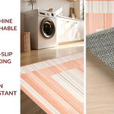 Ultra Soft Area Rug, Non Slip, Stain Resistant, Washable Area Rugs for Living Room, Bedroom, Stylish Transitional Medallion Motif(Orange)