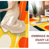 Ultra Soft Area Rug, Non Slip, Stain Resistant, Washable Area Rugs for Living Room, Bedroom, Mid Century Modern Colorful Arrangement(Yellow)