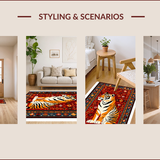 Ultra Soft Area Rug, Non Slip, Stain Resistant, Washable Area Rugs for Living Room, Bedroom, Funky Ethnic Animal Print(Red)