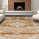 Ultra Soft Area Rug, Non Slip, Stain Resistant, Washable Area Rugs for Living Room, Bedroom, Chic Elegant Geometric Accents(Brown)