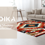 Ultra Soft Area Rug, Non Slip, Stain Resistant, Washable Area Rugs for Living Room, Bedroom, Vibrant Navajo Inspired Graphic Style(Red)