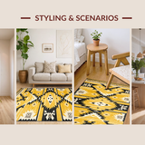 Ultra Soft Area Rug, Non Slip, Stain Resistant, Washable Area Rugs for Living Room, Bedroom, Minimalist Cream and Brown Textures(Yellow)