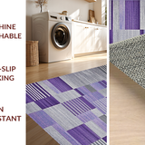 Ultra Soft Area Rug, Non Slip, Stain Resistant, Washable Area Rugs for Living Room, Bedroom, Geometric Purple Grey Elegance(Purple)