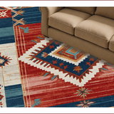 Ultra Soft Area Rug, Non Slip, Stain Resistant, Washable Area Rugs for Living Room, Bedroom, Southwestern Red Living Room Vintage Medallion Rug(Red)