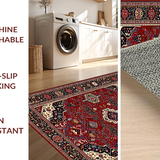 Ultra Soft Area Rug, Non Slip, Stain Resistant, Washable Area Rugs for Living Room, Bedroom, Chic Warm Toned Floral Motif(Red)