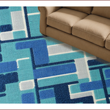 Ultra Soft Area Rug, Non Slip, Stain Resistant, Washable Area Rugs for Living Room, Bedroom, Farmhouse Primitive Jute Star(Blue)