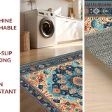 Ultra Soft Area Rug, Non Slip, Stain Resistant, Washable Area Rugs for Living Room, Bedroom, Luxurious Jewel-Toned Decorative Elements(Blue)