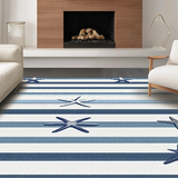 Ultra Soft Area Rug, Non Slip, Stain Resistant, Washable Area Rugs for Living Room, Bedroom, Sleek Grey Geometric Waves(Blue)