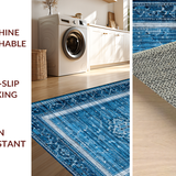 Ultra Soft Area Rug, Non Slip, Stain Resistant, Washable Area Rugs for Living Room, Bedroom, Elegant Bow Charm Rug Blue Themed Decorative Mat with Stylish Knot Design(Blue)
