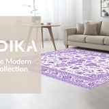 Ultra Soft Area Rug, Non Slip, Stain Resistant, Washable Area Rugs for Living Room, Bedroom, Chic Vintage Purple Blossom Design(Purple)