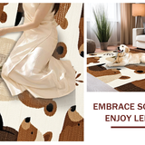 Ultra Soft Area Rug, Non Slip, Stain Resistant, Washable Area Rugs for Living Room, Bedroom, Soft Earth Tone Bear Motif(Brown)