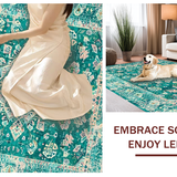 Ultra Soft Area Rug, Non Slip, Stain Resistant, Washable Area Rugs for Living Room, Bedroom, Rustic Turquoise Pattern Fusion(Green)