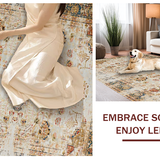 Ultra Soft Area Rug, Non Slip, Stain Resistant, Washable Area Rugs for Living Room, Bedroom, Luxurious Abstract Terracotta Palette(Beige)