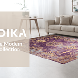 Ultra Soft Area Rug, Non Slip, Stain Resistant, Washable Area Rugs for Living Room, Bedroom, Intricate Tiled Rustic Elegance(Purple)