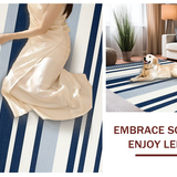 Ultra Soft Area Rug, Non Slip, Stain Resistant, Washable Area Rugs for Living Room, Bedroom, Warm Beachy Striped Elegance(Blue)