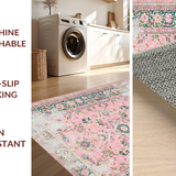 Ultra Soft Area Rug, Non Slip, Stain Resistant, Washable Area Rugs for Living Room, Bedroom, Chic Blush Floral Motif(Pink)