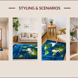 Contemporary Earthy Map Motif(Blue)