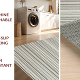 Ultra Soft Area Rug, Non Slip, Stain Resistant, Washable Area Rugs for Living Room, Bedroom, Striped Cotton Braided Area Rug Black White Reversible Kitchen Mat(Black)