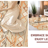 Ultra Soft Area Rug, Non Slip, Stain Resistant, Washable Area Rugs for Living Room, Bedroom, Vibrant Abstract Woven Texture(Orange)