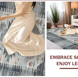 Ultra Soft Area Rug, Non Slip, Stain Resistant, Washable Area Rugs for Living Room, Bedroom, Rustic Ethnic Distressed Motif(Gray)
