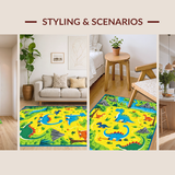 Ultra Soft Area Rug, Non Slip, Stain Resistant, Washable Area Rugs for Living Room, Bedroom, Brightly Colored Fossil Discovery Path(Yellow)