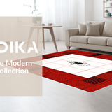 Ultra Soft Area Rug, Non Slip, Stain Resistant, Washable Area Rugs for Living Room, Bedroom, Contemporary Geometric Web Pattern(Red)
