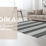 Ultra Soft Area Rug, Non Slip, Stain Resistant, Washable Area Rugs for Living Room, Bedroom, Modern Rustic Striped Visual Appeal(Black)
