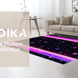 Ultra Soft Area Rug, Non Slip, Stain Resistant, Washable Area Rugs for Living Room, Bedroom, Playful Iridescent Star Motif(Black)