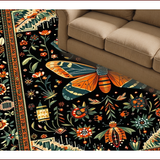 Ultra Soft Area Rug, Non Slip, Stain Resistant, Washable Area Rugs for Living Room, Bedroom, Nature-Inspired Floral Harmony(Black)