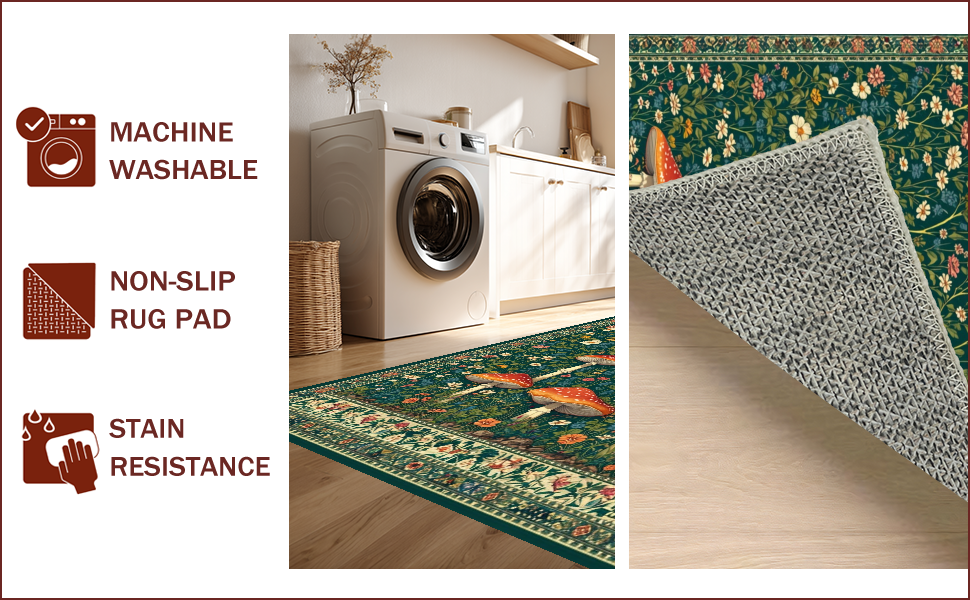 Whimsical Green Floral Fusion Rug – ODIKA