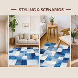Ultra Soft Area Rug, Non Slip, Stain Resistant, Washable Area Rugs for Living Room, Bedroom, Preppy Bowtie Pattern Rug Soft Blue Decorative Mat with Non Slip Design(Blue)