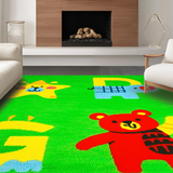 Ultra Soft Area Rug, Non Slip, Stain Resistant, Washable Area Rugs for Living Room, Bedroom, Bright Cheerful Animal Alphabet(Green)