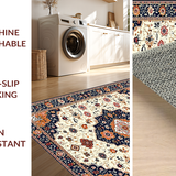 Ultra Soft Area Rug, Non Slip, Stain Resistant, Washable Area Rugs for Living Room, Bedroom, Chic Vintage Tiled Design(White)