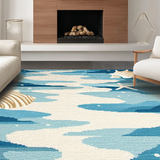 Ultra Soft Area Rug, Non Slip, Stain Resistant, Washable Area Rugs for Living Room, Bedroom, Serene Beach Sand Color Palette(Blue)