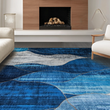 Ultra Soft Area Rug, Non Slip, Stain Resistant, Washable Area Rugs for Living Room, Bedroom, Art Deco Inspired Blue Geometry(Blue)