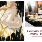 Ultra Soft Area Rug, Non Slip, Stain Resistant, Washable Area Rugs for Living Room, Bedroom, Chic Soft Curved Sun Patterns(Gold)