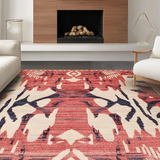 Ultra Soft Area Rug, Non Slip, Stain Resistant, Washable Area Rugs for Living Room, Bedroom, Contemporary Bold Medallion Design(Red)