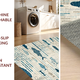 Ultra Soft Area Rug, Non Slip, Stain Resistant, Washable Area Rugs for Living Room, Bedroom, Baby Play Mat Ocean Theme Alphabet Number Classroom Carpet(Blue)