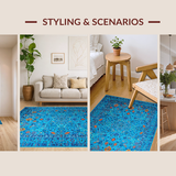 Contemporary Blue Orange Tiled Elegance(Blue)