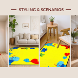 Ultra Soft Area Rug, Non Slip, Stain Resistant, Washable Area Rugs for Living Room, Bedroom, Playful Cartoon Animal Mosaic(Yellow)
