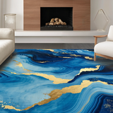 Ultra Soft Area Rug, Non Slip, Stain Resistant, Washable Area Rugs for Living Room, Bedroom, Serene Coastal Marble Design(Blue)
