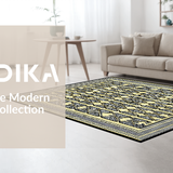 Ultra Soft Area Rug, Non Slip, Stain Resistant, Washable Area Rugs for Living Room, Bedroom, Vibrant Graphic Shapes with Rich Accents(Gold)