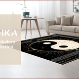 Ultra Soft Area Rug, Non Slip, Stain Resistant, Washable Area Rugs for Living Room, Bedroom, Lively Yin Yang Artistic Fusion(Black)