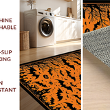 Ultra Soft Area Rug, Non Slip, Stain Resistant, Washable Area Rugs for Living Room, Bedroom, Unique Seasonal Bat Illustration(Orange)