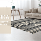Ultra Soft Area Rug, Non Slip, Stain Resistant, Washable Area Rugs for Living Room, Bedroom, Chic Diamond Stripe Motif(Black)