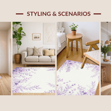 Ultra Soft Area Rug, Non Slip, Stain Resistant, Washable Area Rugs for Living Room, Bedroom, Whimsical Lilac Petal Display(Purple)