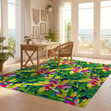 ODIKA Washable Tropical Floral Low Pile Non-Slip Area Rug
