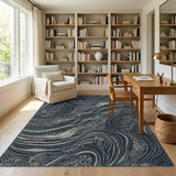 Blue Teal Abstract Swirl Area Rug