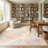 Abstract Area Pastel Marble Swirl Abstract Area Rug